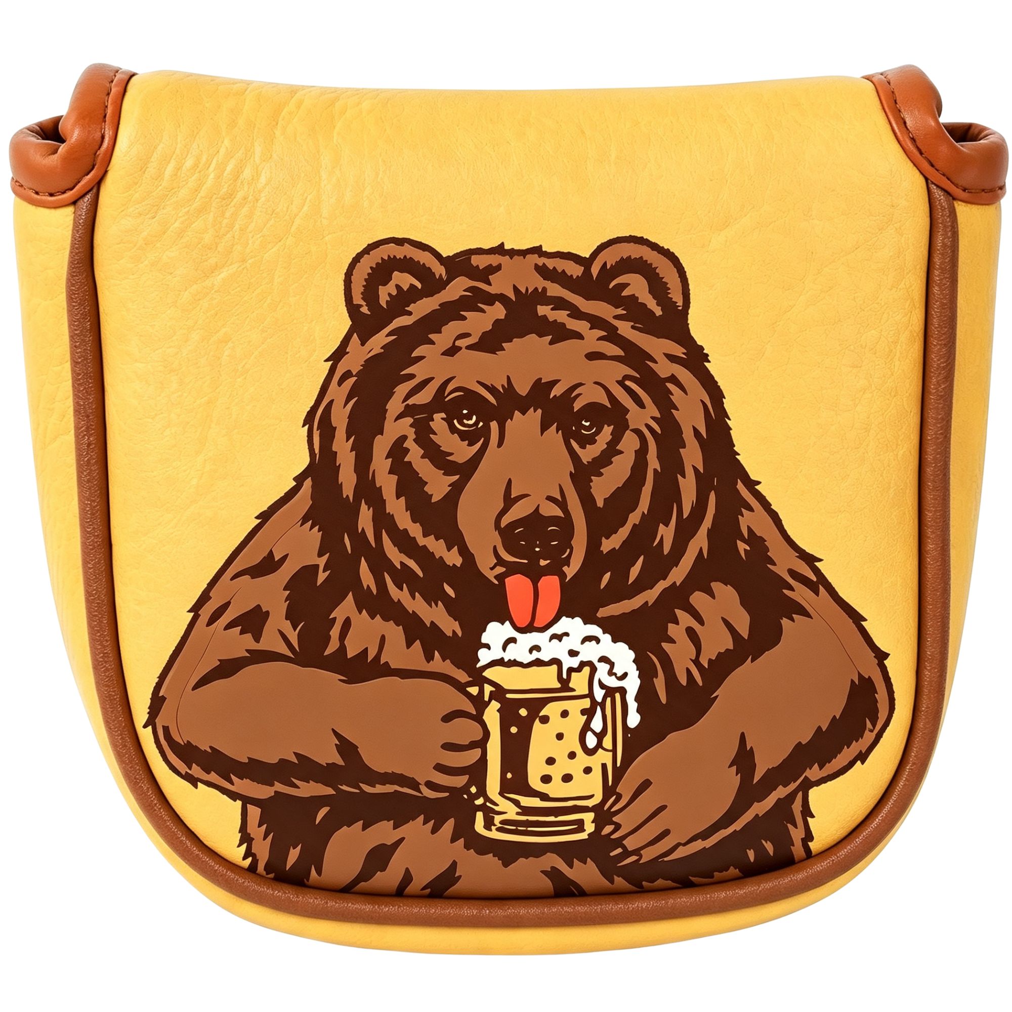 Beer & Wine Grab - スカル刺繍ゴルフマレットパターヘッドカバー ビールベアデザイン付き ほとんどのブランドに対応、男性ゴルファー向けゴルフアクセサリー クリスマス