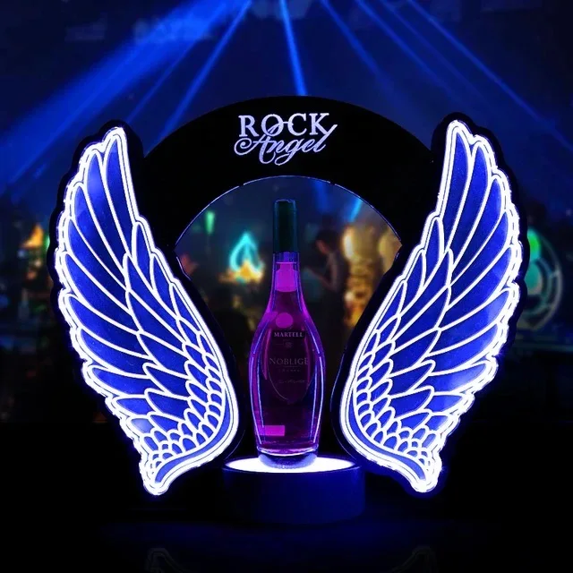 Wine Beer Bottle - 充電式LED点滅エンジェルウィングワインシャンパンボトル装飾プレゼンターバーディスプレイラック（ビール、ワイン用）
