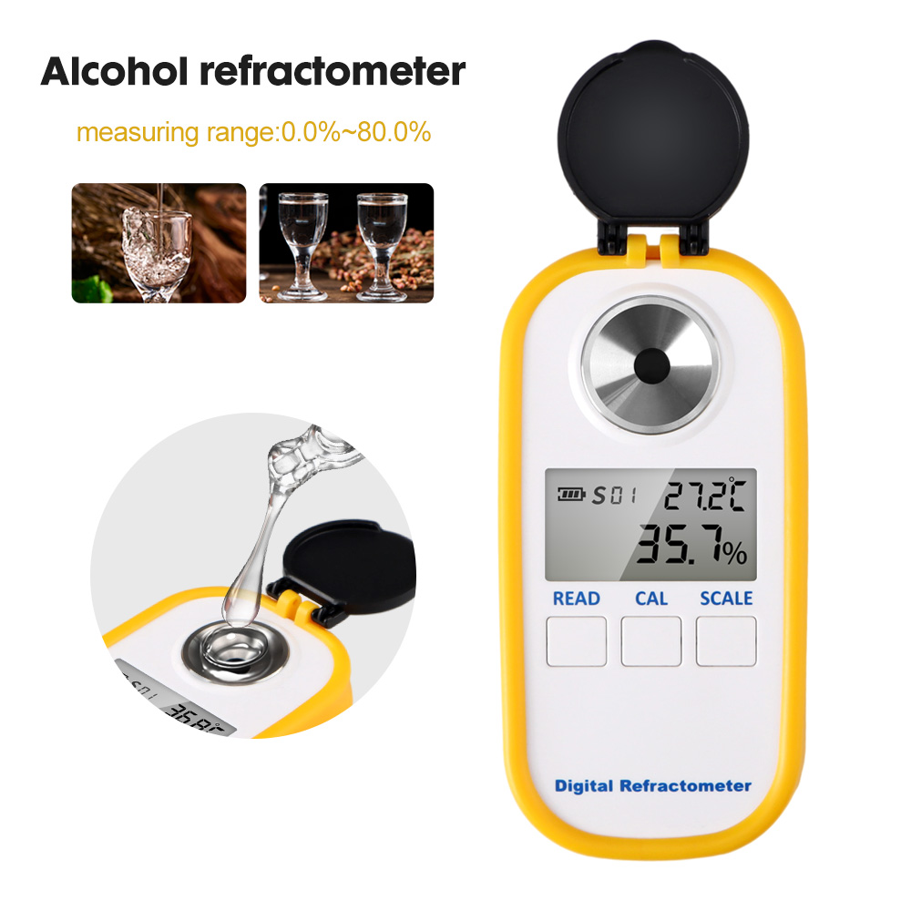 Wine Beer Spirit - デジタルアルコール屈折計 0-80% 高精度 LCD ディスプレイホワイトスピリットテスタービール酒ワイン屈折計比重計