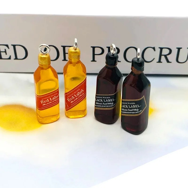 Wine Beer Bottle - 10 個小さなワインバーボトル樹脂チャーム DIY イヤリングアクセサリーミニペンダントキーホルダー手作りジュエリークラフト作成用