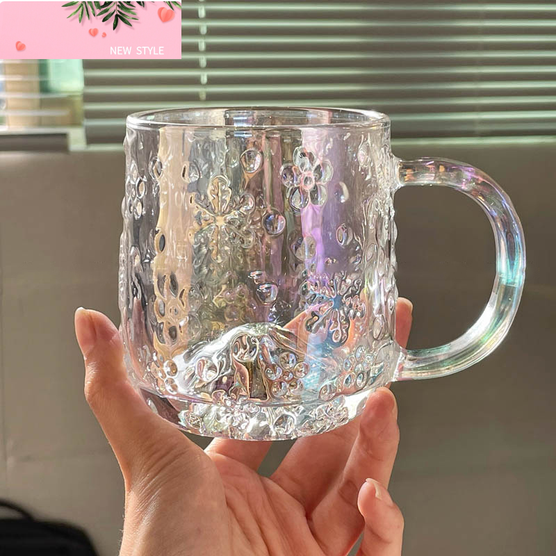 Wine Beer Coffee - かわいいクリスマスマグギフトガラスカップコーヒー紅茶ワインミルクビールグラスクリアウォーターカップ耐熱箸置き 340 ミリリットル