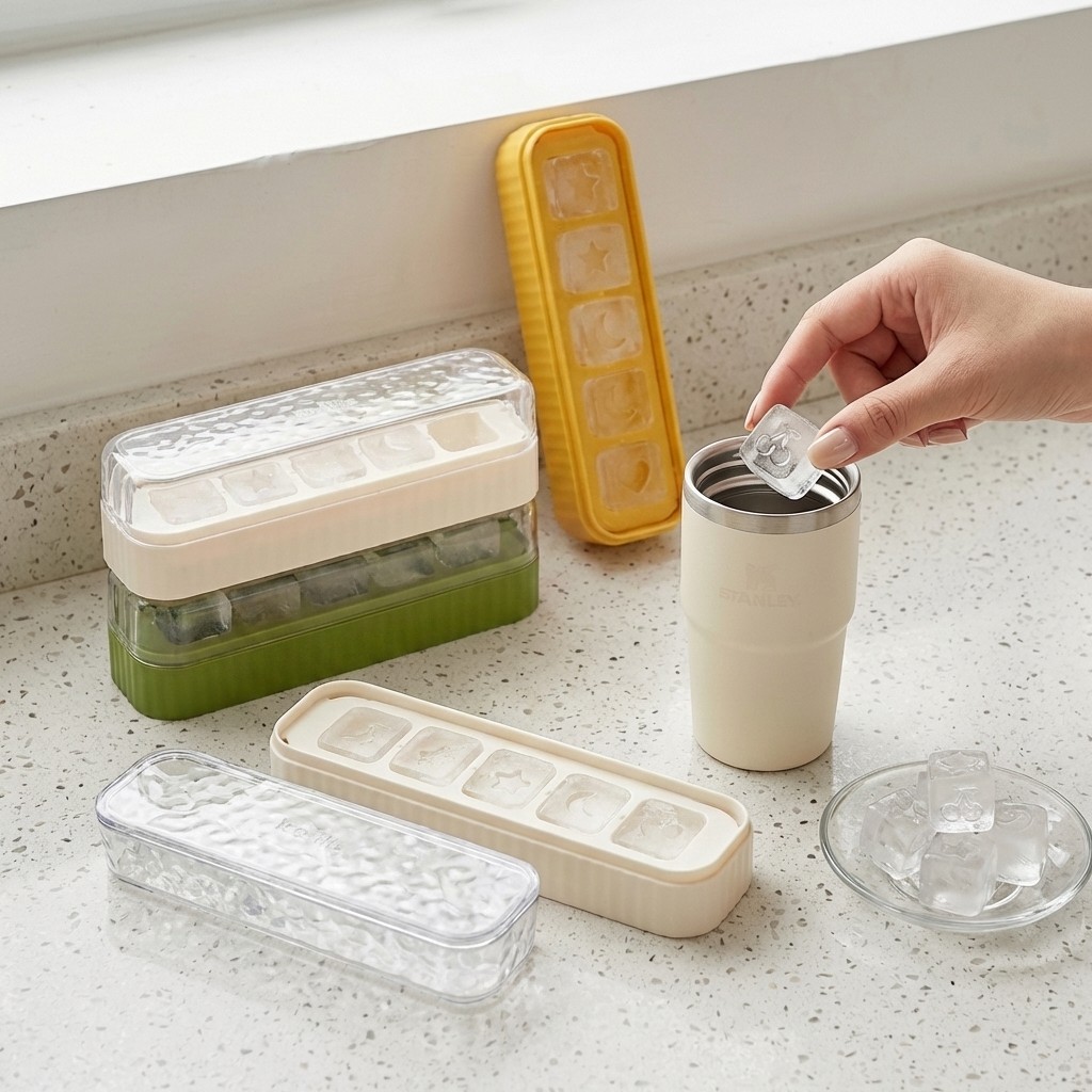 ミニプラスチック製製氷皿 蓋付き 再利用可能 5グリッド ア - Wine Beer Cooler のレビューと価格