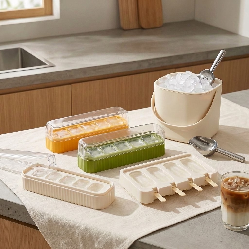 ミニプラスチック製製氷皿 蓋付き 再利用可能 5グリッド ア - Wine Beer Cooler のレビューと価格