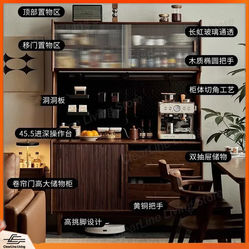 レトロな無垢材のリビングルームワインキャビネット、ガラス扉付 - Wine Vodka Beer のレビューと価格