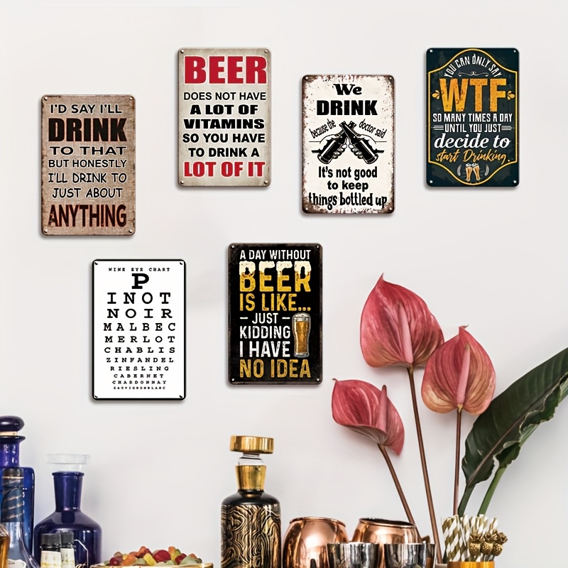 1個入り ヴィンテージ 2D フラット 面白いビールメタルサ - Beer And Wine Quote のレビューと価格