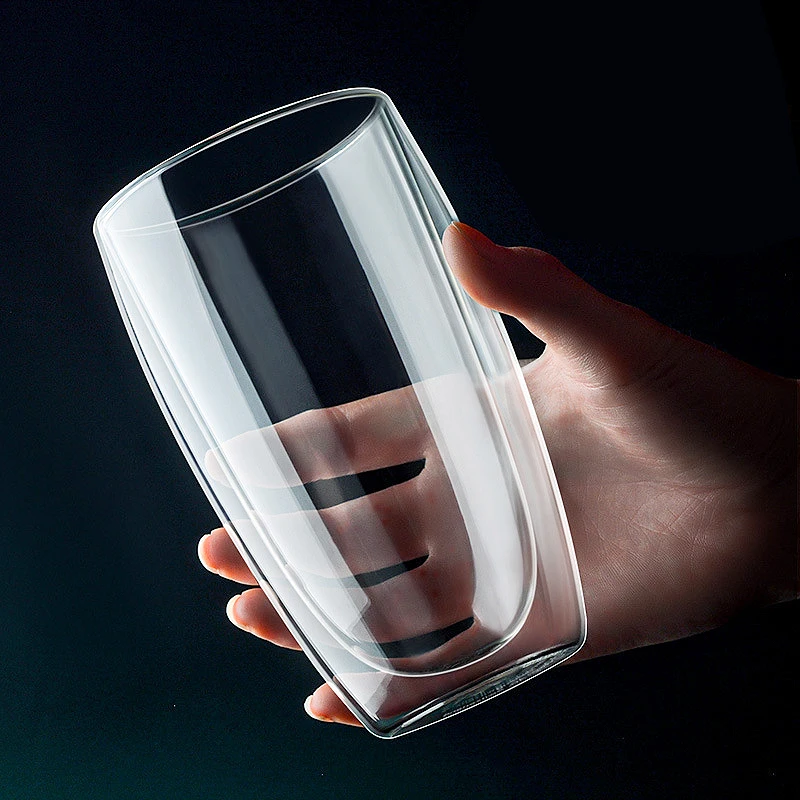 ミルクとアルコールボトルの形をした透明なコーヒーカップ,二重 - Wine Vodka Beer のレビューと価格