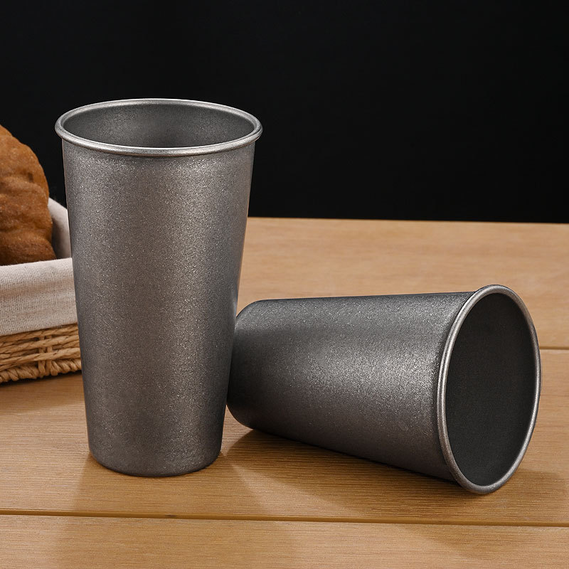 レトロなシルバーステンレス製ドリンクカップ、積み重ね可能なタ - Wine Beer Coffee のレビューと価格