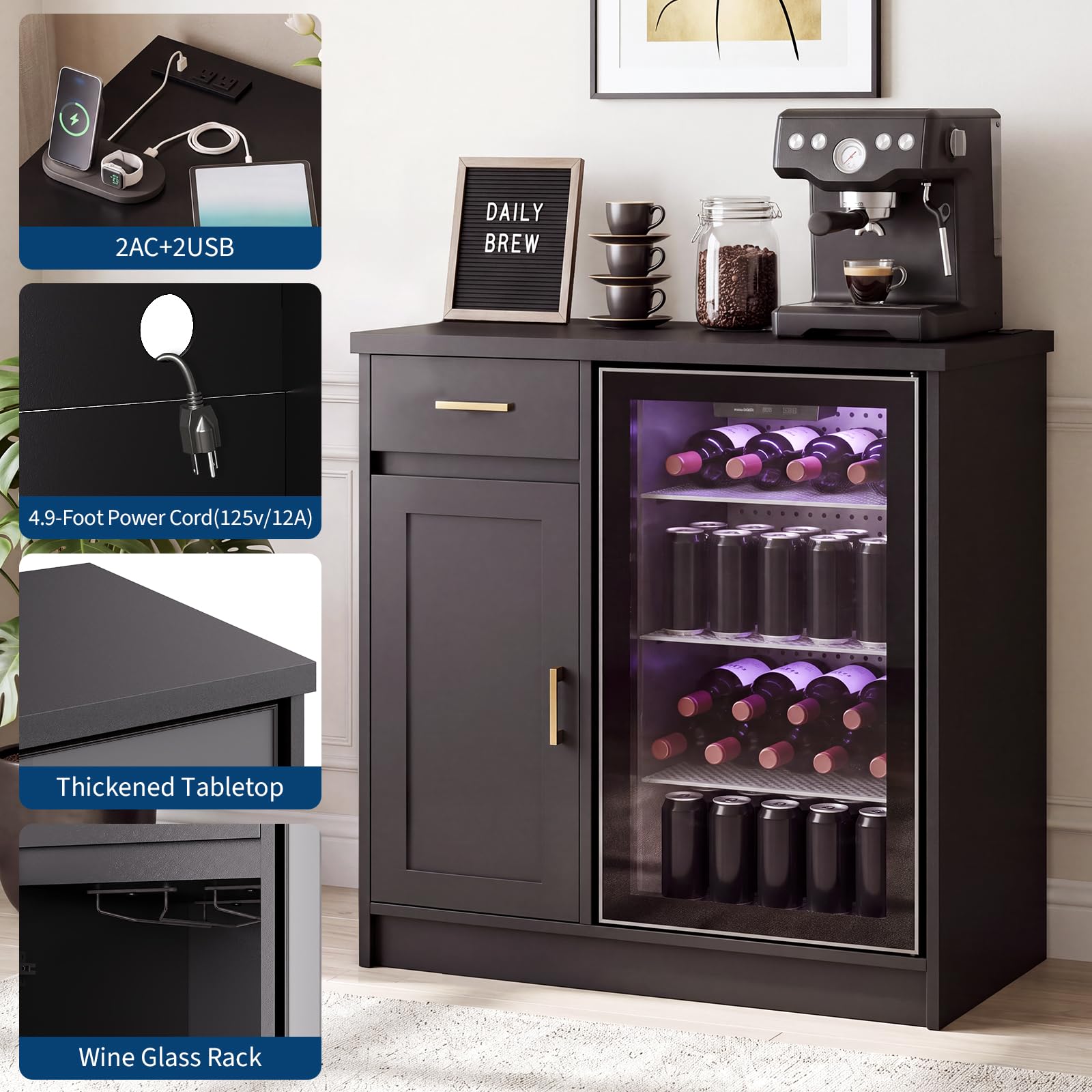 42インチのファームハウス風ワインバーキャビネット、24イン - Wine Beer Cooler のレビューと価格