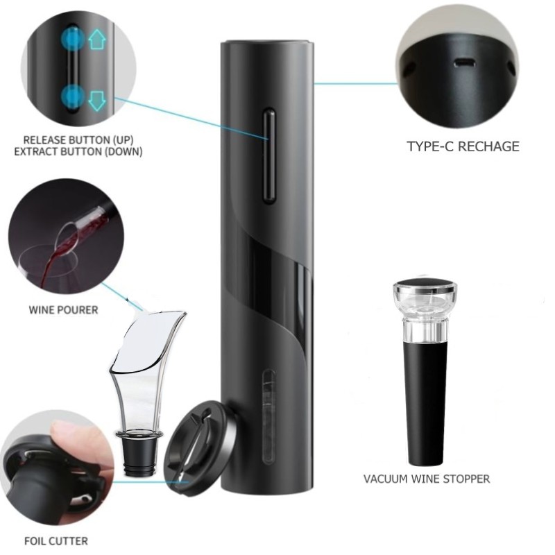 充電式多機能電動自動コークスクリューワインオープナーセットワ - Wine Beer Bottle のレビューと価格