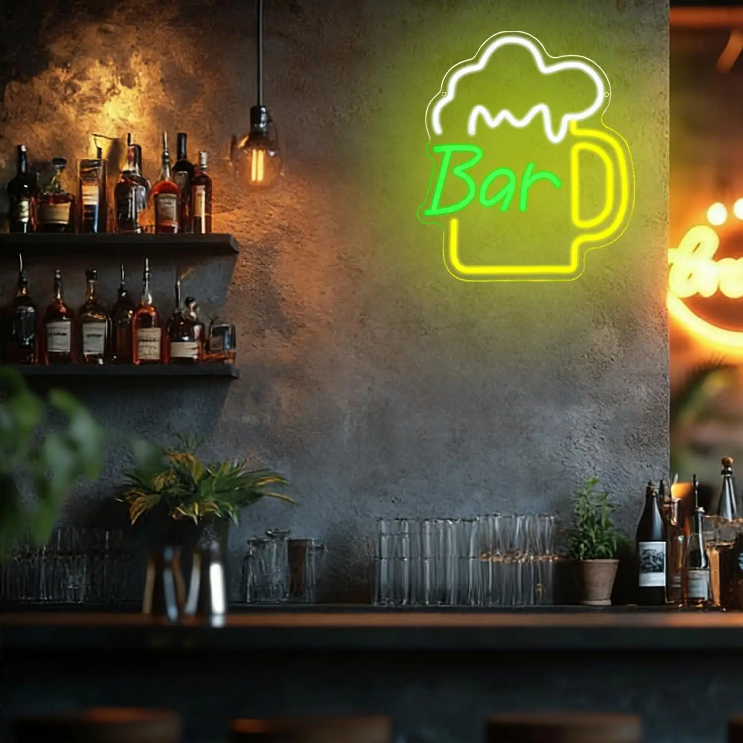 ビールバーネオンサインUSB調光可能なLEDライト、ビジネス - Beer & Wine Grab のレビューと価格