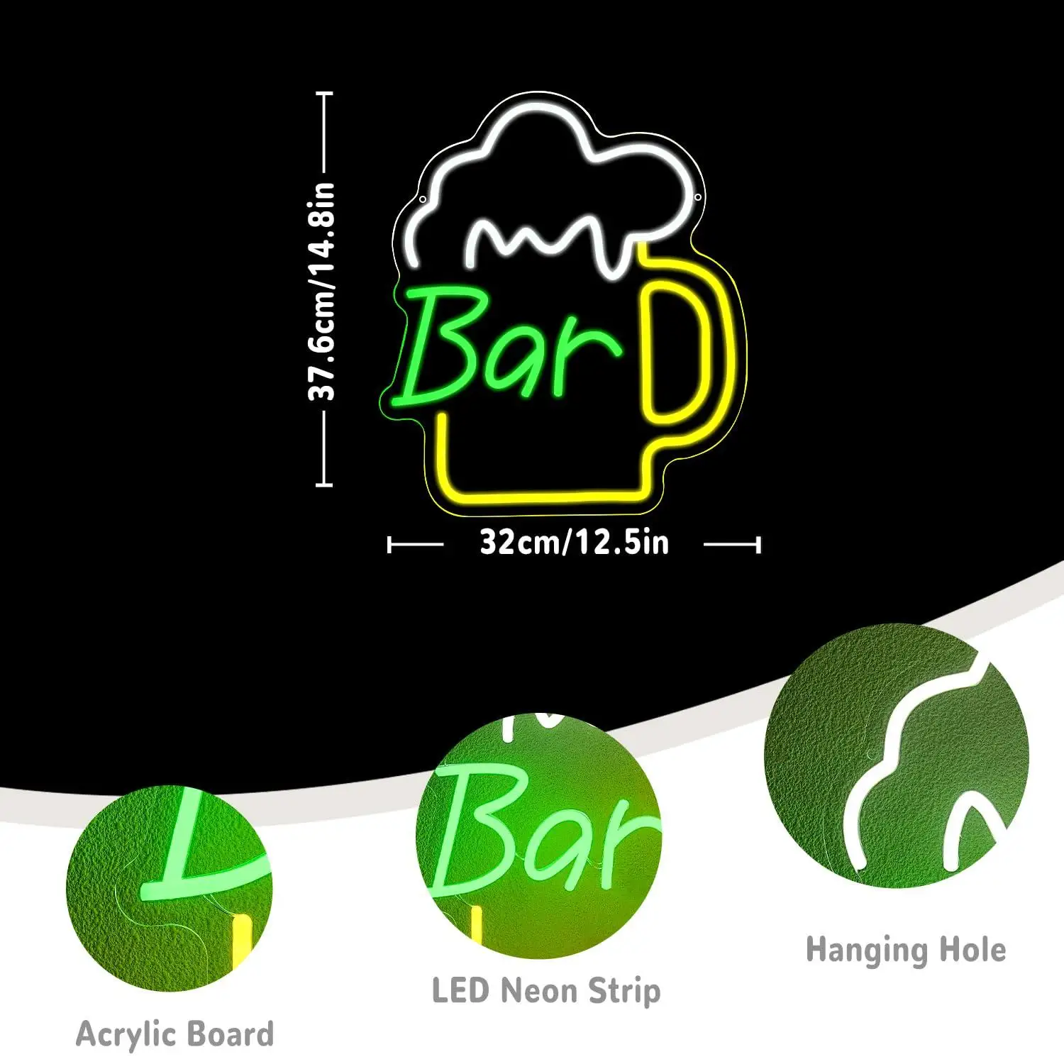ビールバーネオンサインUSB調光可能なLEDライト、ビジネス - Beer & Wine Grab のレビューと価格