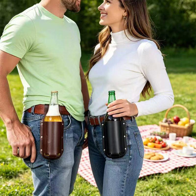 1個入りレザービール缶ホルダー、頑丈な構造でベルトに簡単に取 - Wine Beer Bottle のレビューと価格