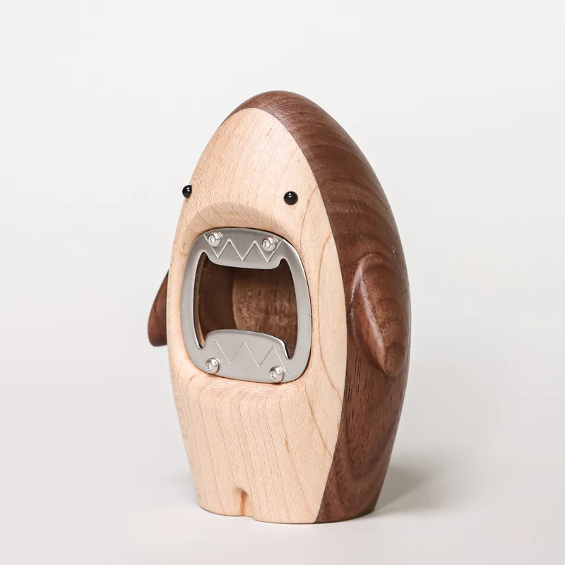 クリエイティブ木製サメ飾りビールボトルオープナー像ポータブル - Wine Beer Bottle のレビューと価格
