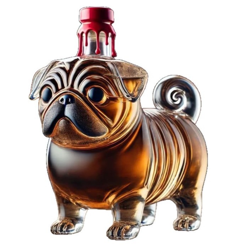 透明なウイスキーハンガー、パグ型のガラスハンガー、ワインボト - Wine Vodka Beer のレビューと価格